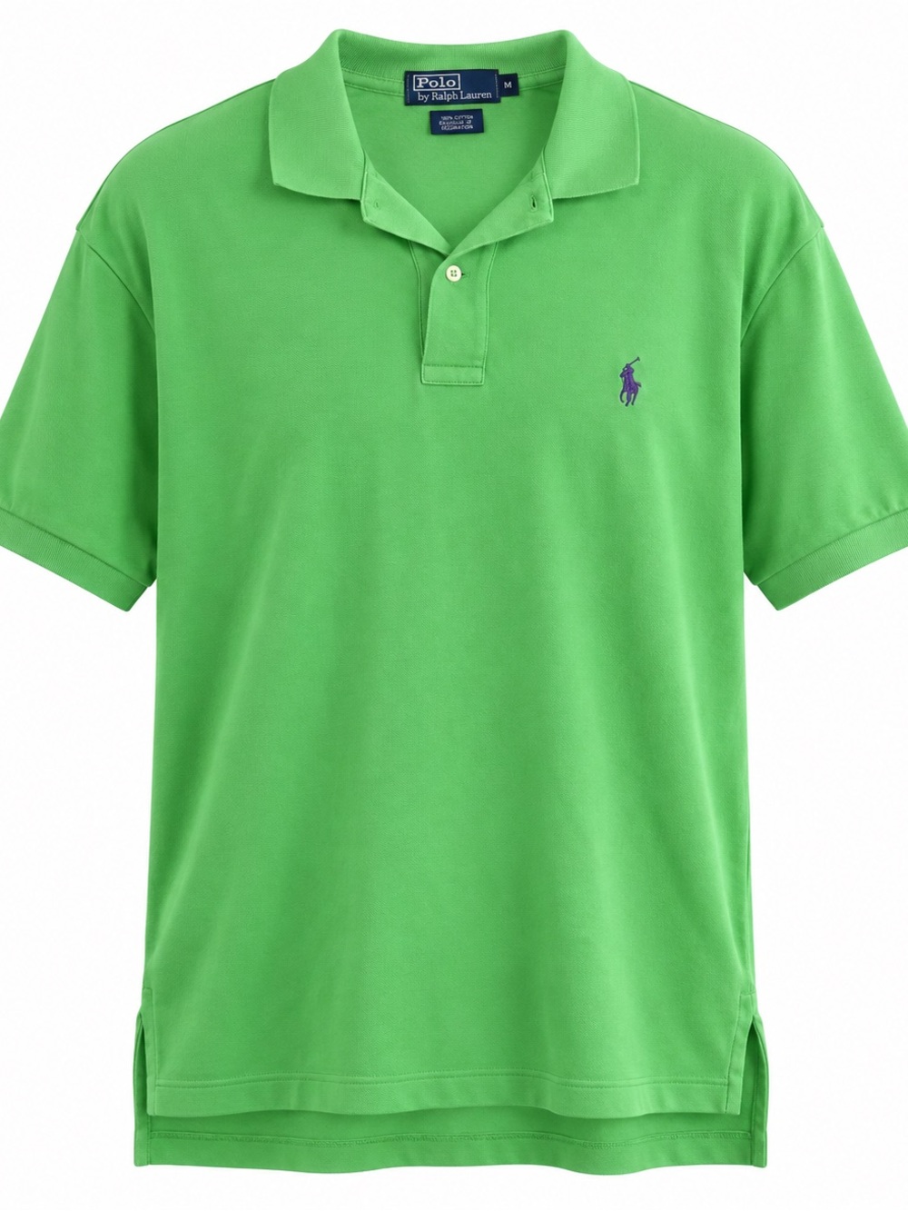 Polo Ralph Lauren Men’s Lime Green Mesh Polo Shirt M Purple Pony